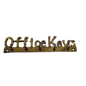 Vintage Brass Office Keys Spell-Out Wall Mount Key Hook Holder 5 Hooks